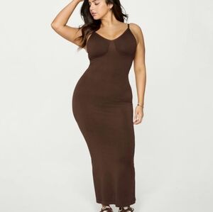 YITTY NWT Smooth As Hell Shaping Dress Bossed Up Brown Sleeveless Size Large